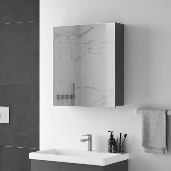 Spiegelschrank Merkur ohne Leuchte - anthrazit, 60 cm