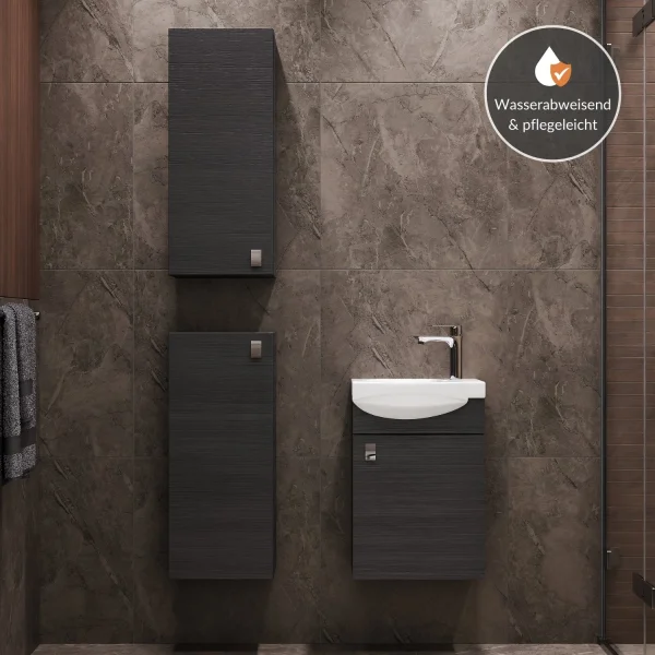 Meuble sous-lavabo de 40 cm avec 2 meubles midi de 32 cm, couleur anthracite