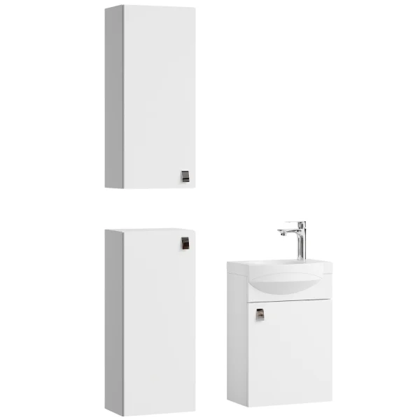 Meuble sous-lavabo de 40 cm avec 2 meubles « midi » de 32 cm, blanc