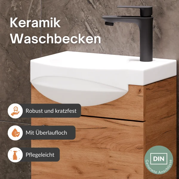 Badmöbel-Set mit Spiegel 40cm Gold Eiche