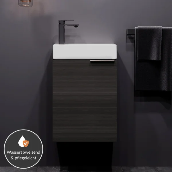 Sink base cabinet 40 cm anthracite with black faucet
