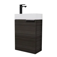 Waschbeckenunterschrank 40cm Anthrazit mit Armatur schwarz