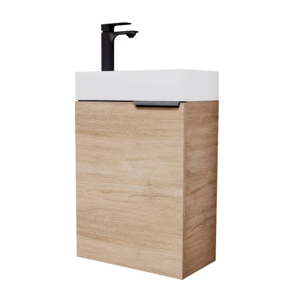 Sink base cabinet 40 cm Sonoma oak with black faucet