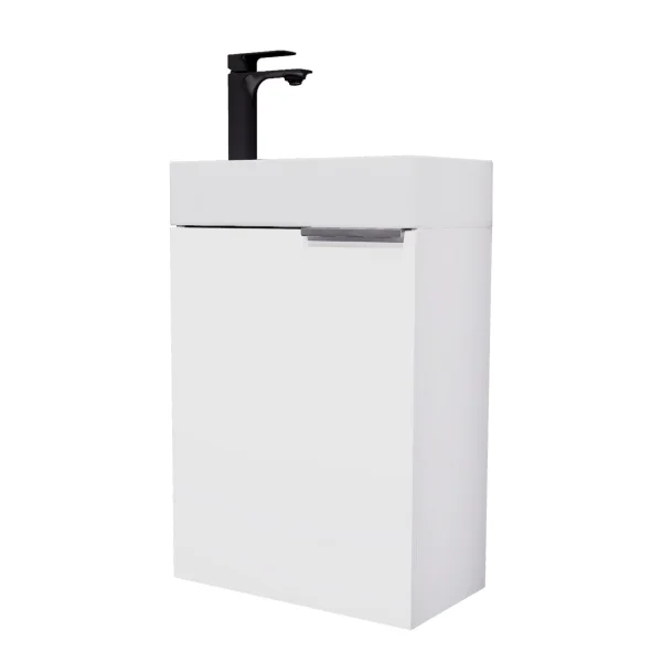 Waschbeckenunterschrank 40cm weiß mit Armatur schwarz