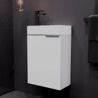 Waschbeckenunterschrank 40cm weiß mit Armatur schwarz