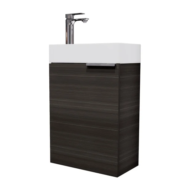 Waschbeckenunterschrank 40cm Anthrazit mit Armatur Chrom