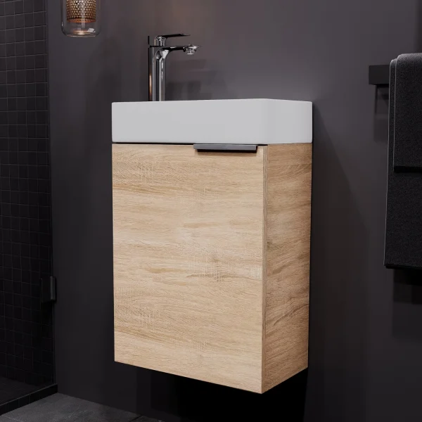 Waschbeckenunterschrank 40cm Sonoma Eiche mit Armatur Chrom