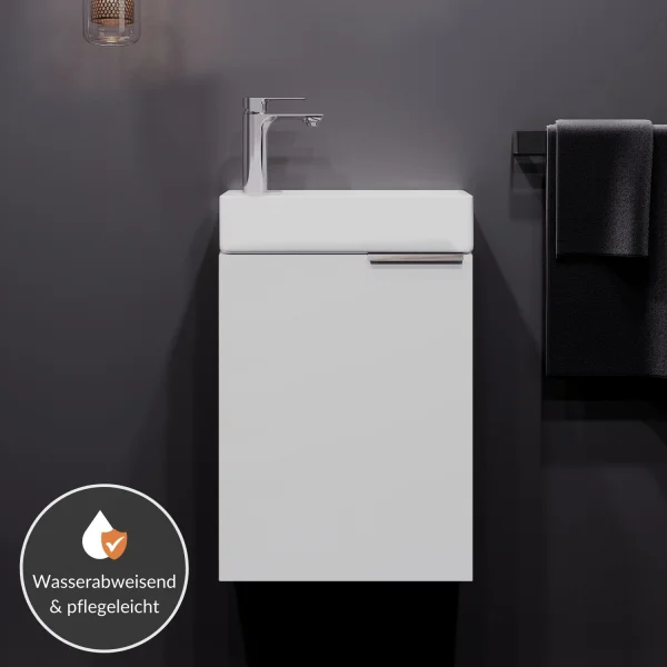 Waschbeckenunterschrank 40cm weiß mit Armatur Chrom