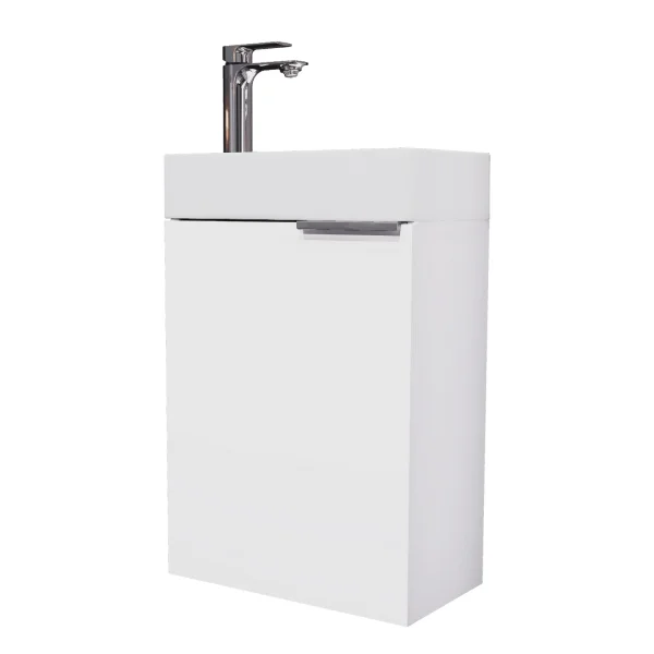 Waschbeckenunterschrank 40cm weiß mit Armatur Chrom