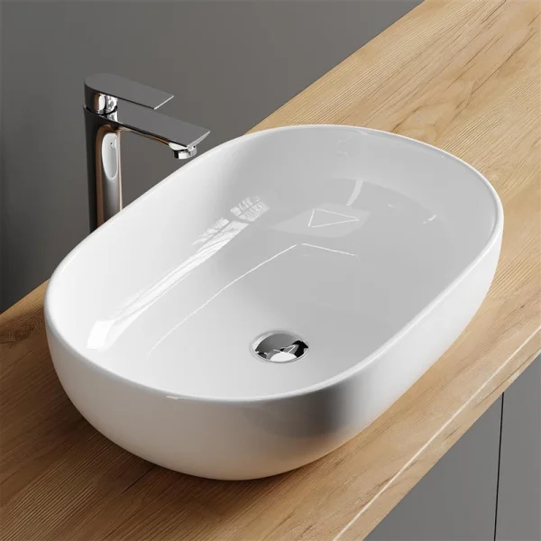 Aufsatzwaschbecken 60 cm weiß hochglanz
