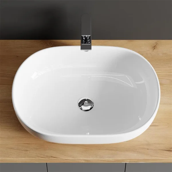 Aufsatzwaschbecken 60 cm weiß hochglanz