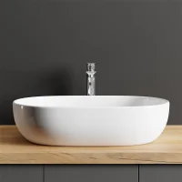 Lavabo da appoggio 60 cm bianco lucido