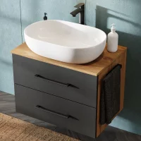 LUX Waschtischunterschrank 70 cm Gold Eiche / Anthrazit...