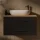 Mueble bajo de lavabo LUX de 90 cm en roble dorado / antracita con lavabo sobre encimera blanco