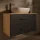 Mueble bajo de lavabo LUX de 90 cm en roble dorado / antracita con lavabo sobre encimera blanco