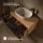 Mueble bajo de lavabo LUX de 90 cm en roble dorado / antracita con lavabo sobre encimera blanco