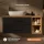 Mueble de lavabo LUX con estante, 120 cm, roble dorado / antracita, con lavabo sobre encimera blanco