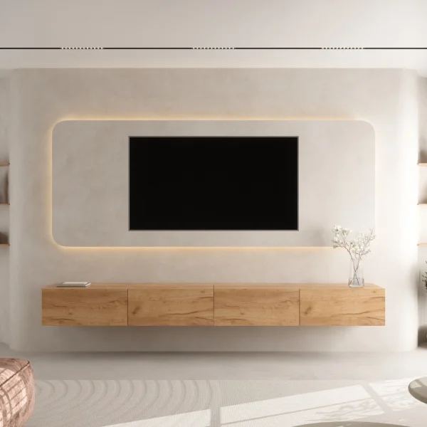 Mueble para TV WEST de roble dorado, 280 cm (2 x 140 cm)