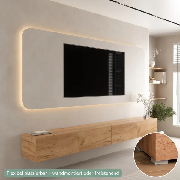 Mueble para TV WEST de roble dorado, 280 cm (2 x 140 cm)