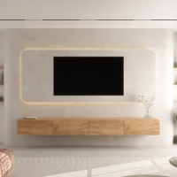 Mueble para TV WEST de roble dorado, 280 cm (2 x 140 cm)