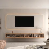 Mueble para TV WEST de roble dorado, 280 cm (2 x 140 cm)