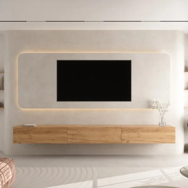 Mueble para televisor WEST, roble dorado, 300 cm (3 x 100 cm)