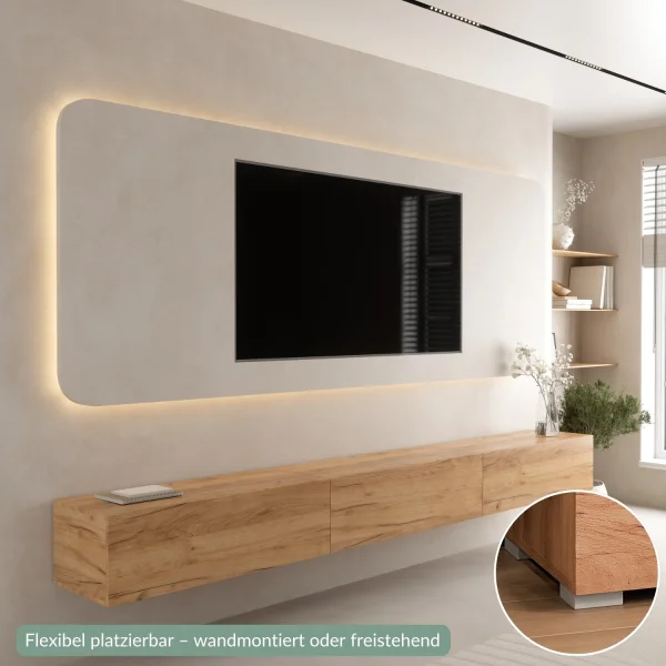 Mueble para televisor WEST, roble dorado, 300 cm (3 x 100 cm)