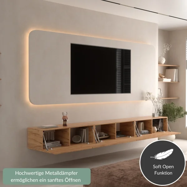 Mueble para televisor WEST, roble dorado, 300 cm (3 x 100 cm)