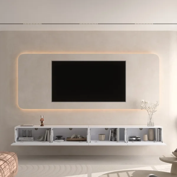 Mueble para televisión WEST blanco, 280 cm (2 x 140 cm)
