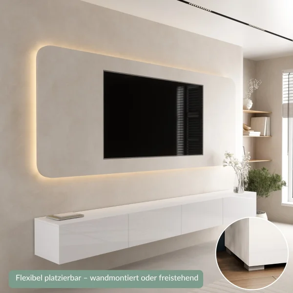 Mueble para televisión WEST blanco, 280 cm (2 x 140 cm)