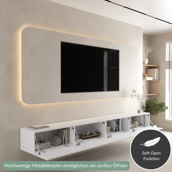 Mueble para televisión WEST blanco, 280 cm (2 x 140 cm)