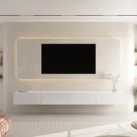 Meuble TV WEST blanc 280 cm (2 x 140 cm)