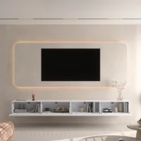 Meuble TV WEST blanc 280 cm (2 x 140 cm)