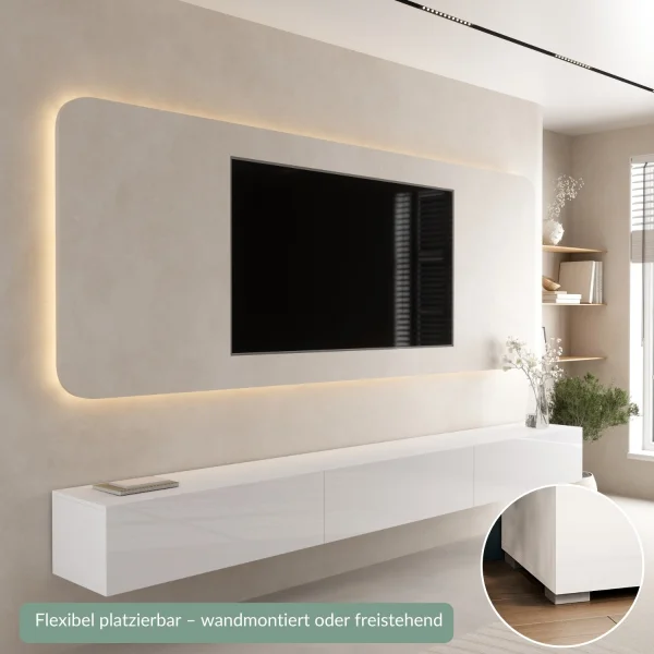TV Board WEST weiß 300 cm (3 x 100 cm)