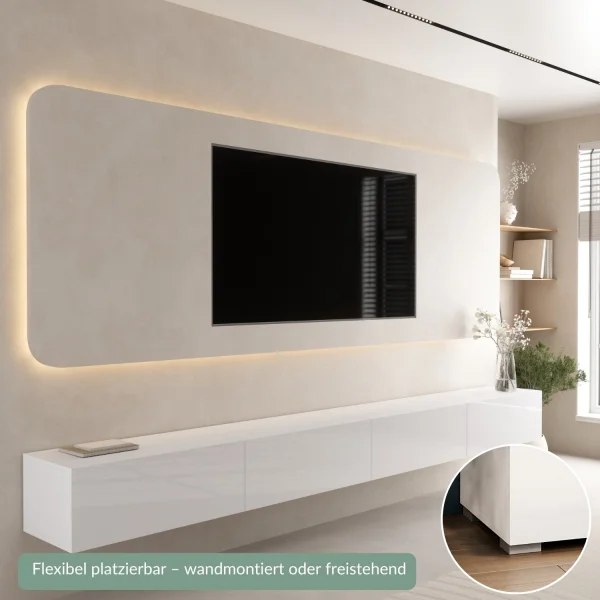 TV Cabinet WEST, White, 320 cm (2 x 160 cm)