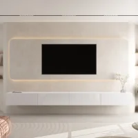 Meuble TV WEST blanc 320 cm (2 x 160 cm)