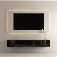 Mueble para TV WEST negro, 200 cm (2 x 100 cm)