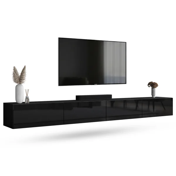 Mueble para televisión WEST negro, 280 cm (2 x 140 cm)