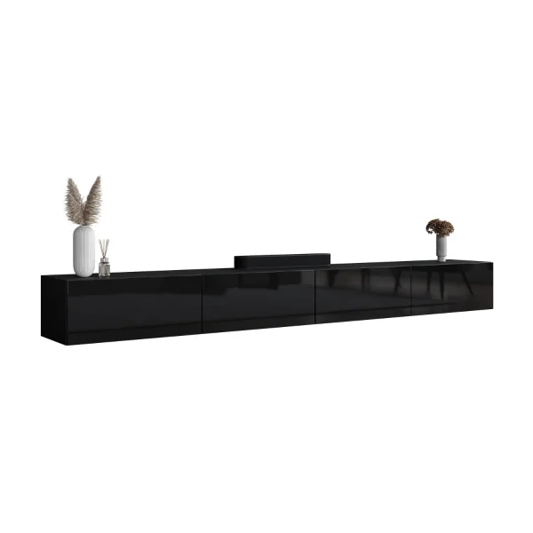 Mueble para televisión WEST negro, 280 cm (2 x 140 cm)