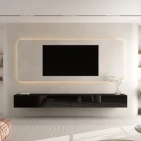 Meuble TV WEST noir 280 cm (2 x 140 cm)