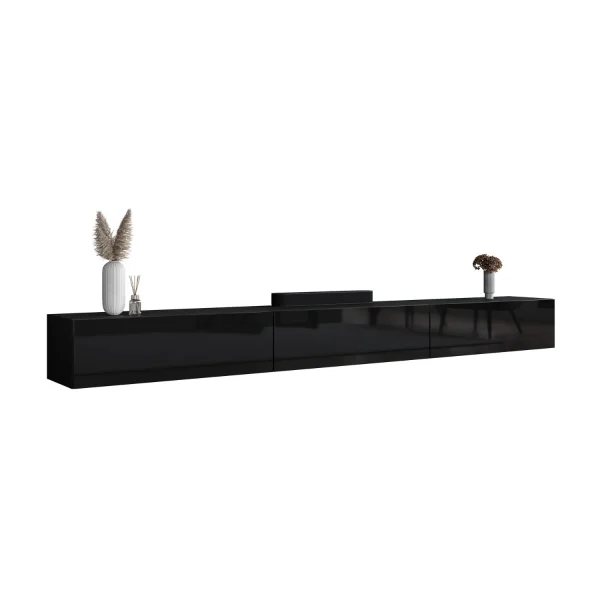 TV Board WEST Schwarz 300 cm (3 x 100 cm)