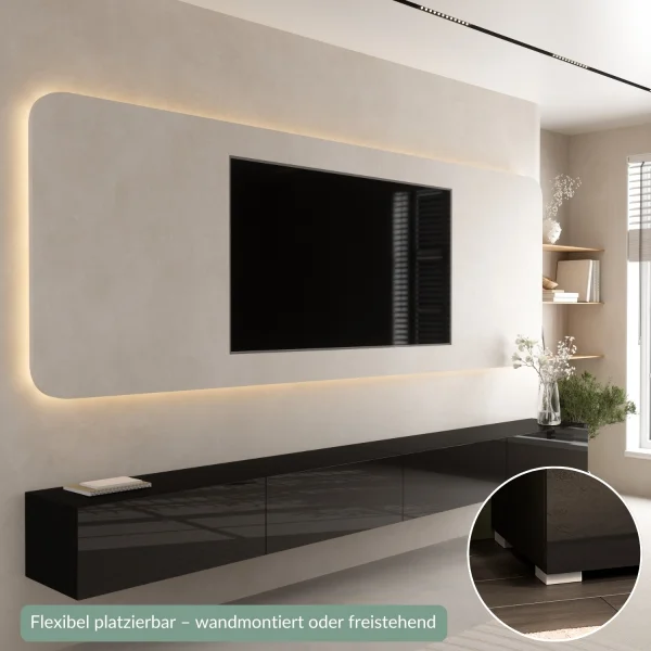 TV Board WEST Black 320 cm (2 x 160 cm)