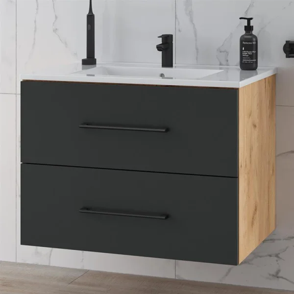 Unterschrank mit Waschbecken LUX 70cm / 90cm Gold Eiche/Anthrazit