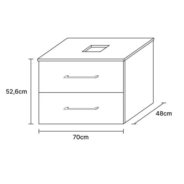 Sink base cabinet 70 cm gold oak / anthracite with insert washbasin