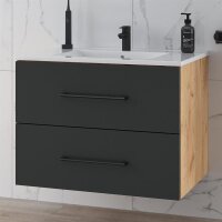 Waschtischunterschrank LUX 70 cm Gold Eiche / Anthrazit...