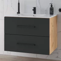 Waschtischunterschrank LUX 70 cm Gold Eiche / Anthrazit...