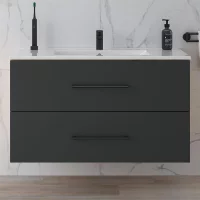 Waschtischunterschrank LUX 90 cm Gold Eiche / Anthrazit...