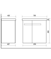 Badmöbel-Set 70cm mit Spiegelschrank und Hochschrank Weiß