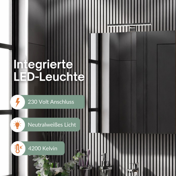 Mirror cabinet Merkur Artizan oak with LED light chrome