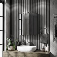 Spiegelschrank Merkur, anthrazit, 60 cm, mit LED-Leuchte...